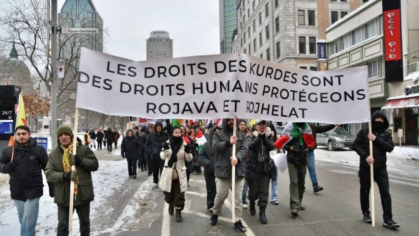 Girseya li Montrealê kom bû, piştgirî da Rojava 
