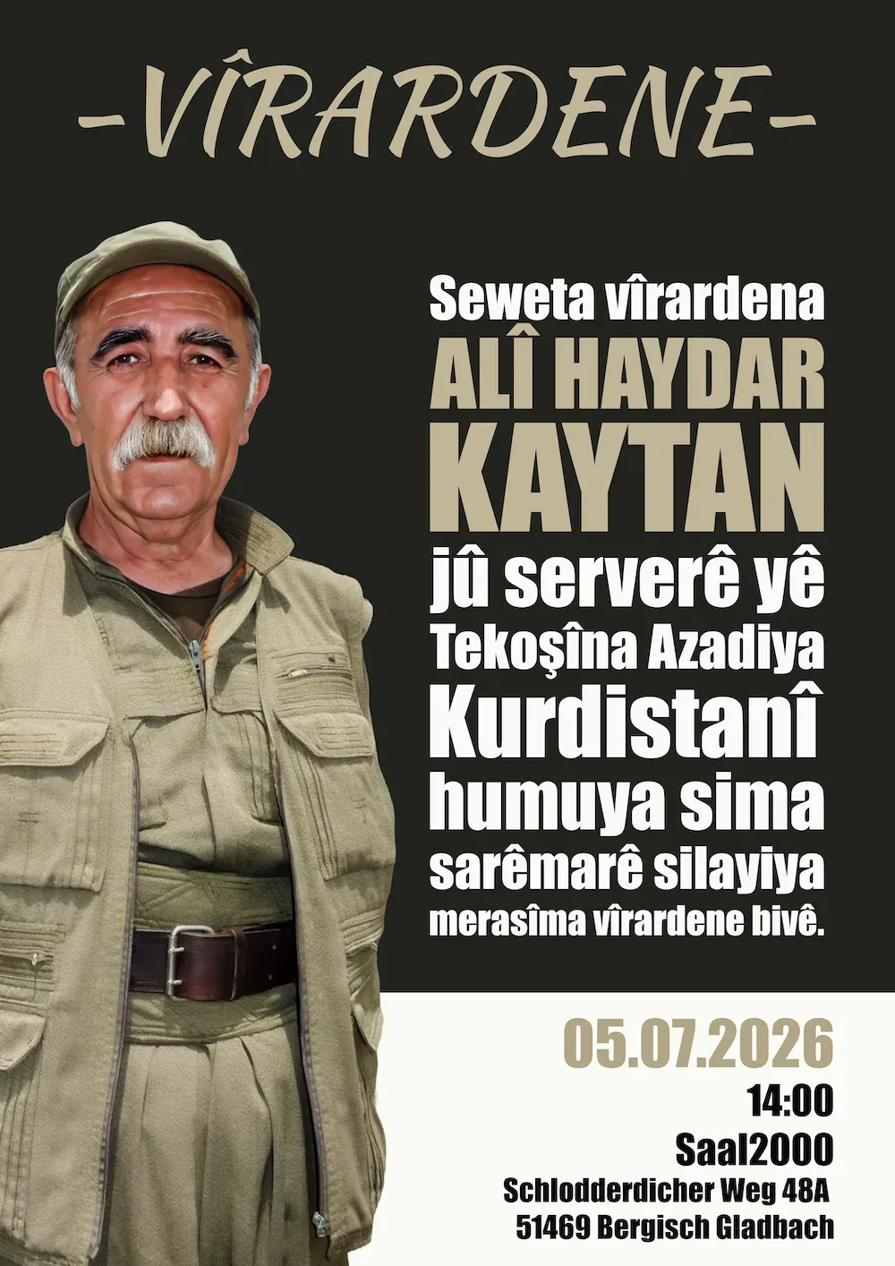 Alî Haydar Kaytan, 5ê temmuze de Koln de yeno yadkerdene