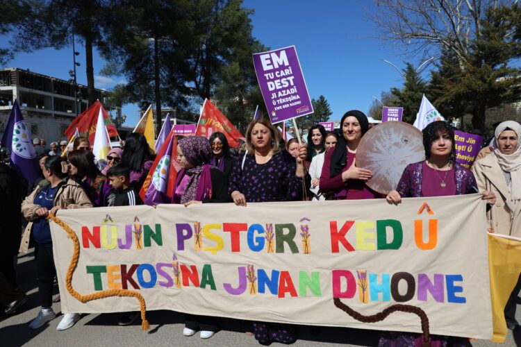 Li navçeya Bismilê jinan di çarçoveya çalakiyên 8ê adarê de meş li dar xistin