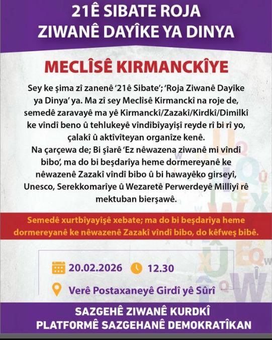 Semedê Zazakî do Amed ra mektuban bierşawê UNESCO û Serekkomarîye